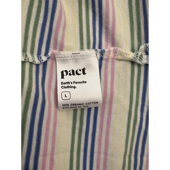 Pact Women’s Striped Short Sleeve Sleep Shirt Size Large Organic Cotton - Picture 5 of 5